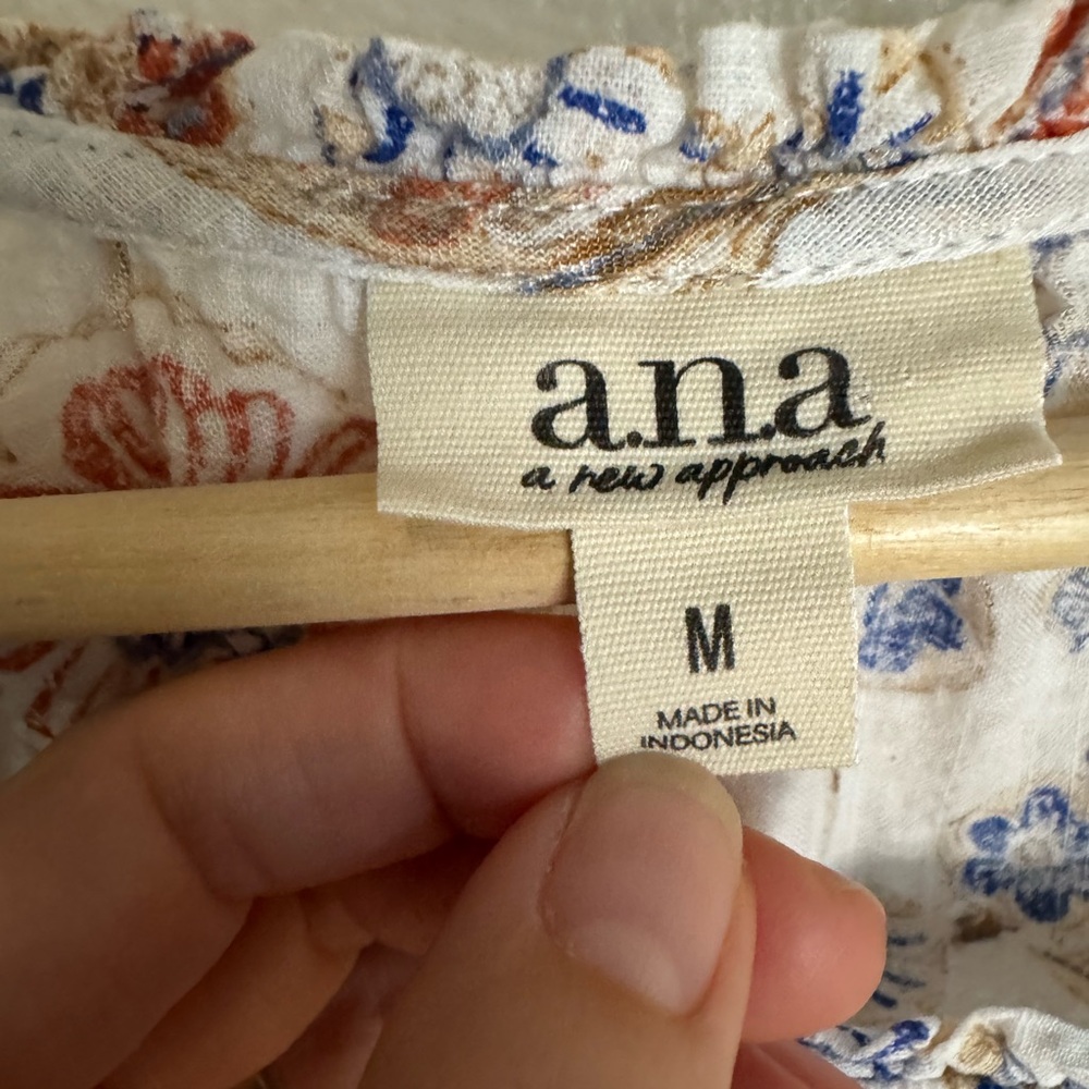 ANA A New Approach M Floral Peasant Blouse Women’s Medium Boho Cottagecore Top - Picture 5 of 9